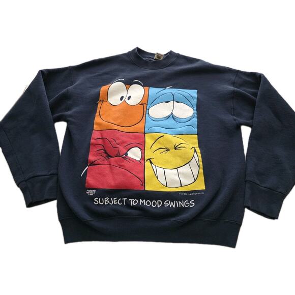 VTG Face Offs Navy Subject to Mood Swings Sweatshirt Large Freeze NY 1996 USA - Picture 1 of 13